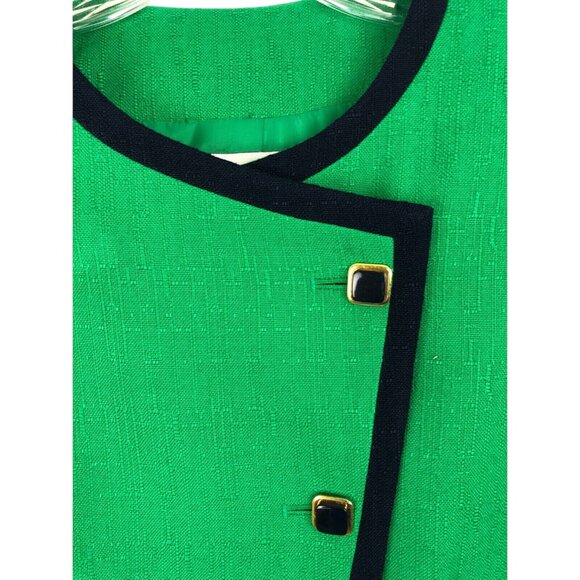 Kasper Skirt Suit 2 Piece Set Womens Size Petite 6P Green/Navy Blue - Picture 6 of 16